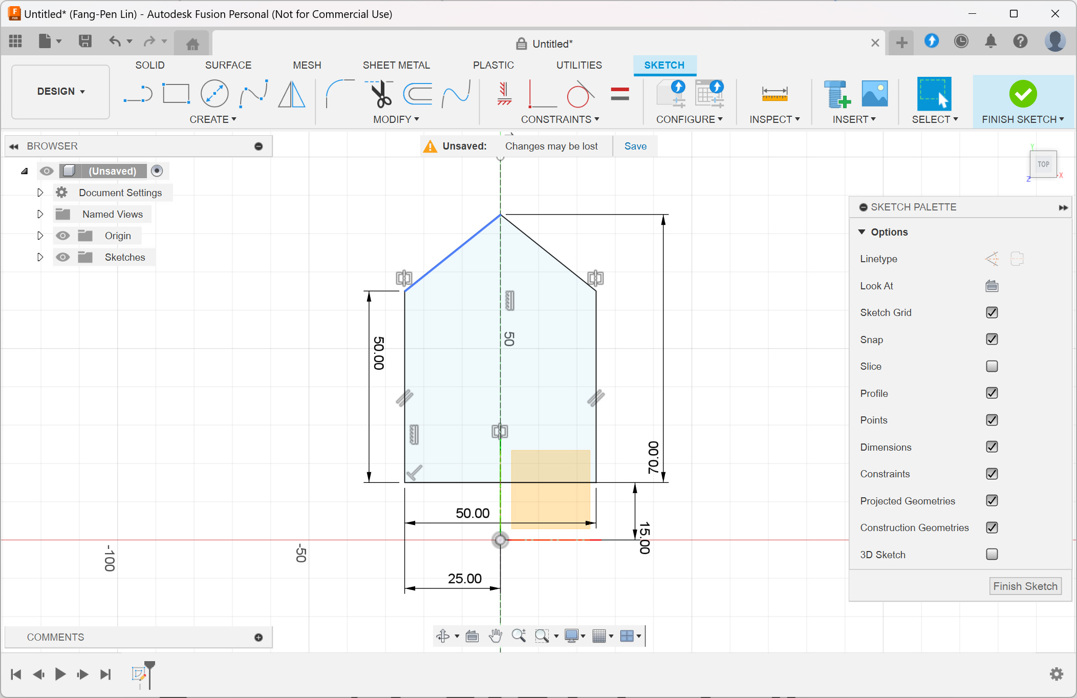 Screenshot of Fusion 360 showing constraints