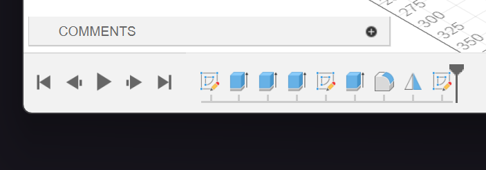 Screenshot of Fusion 360 Timeline (Steps) UI