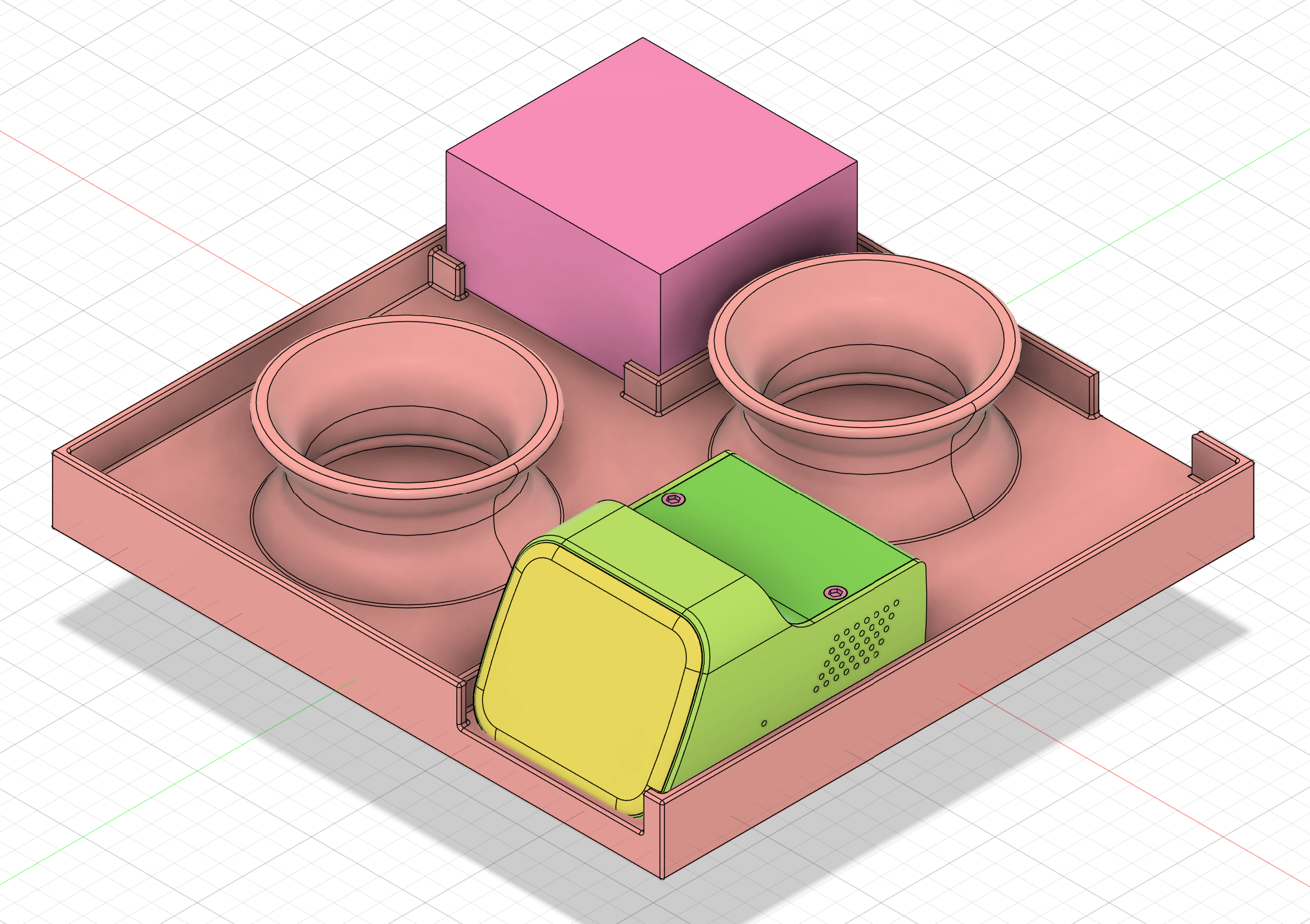 The design of a JetKVM mount base in the CAD model