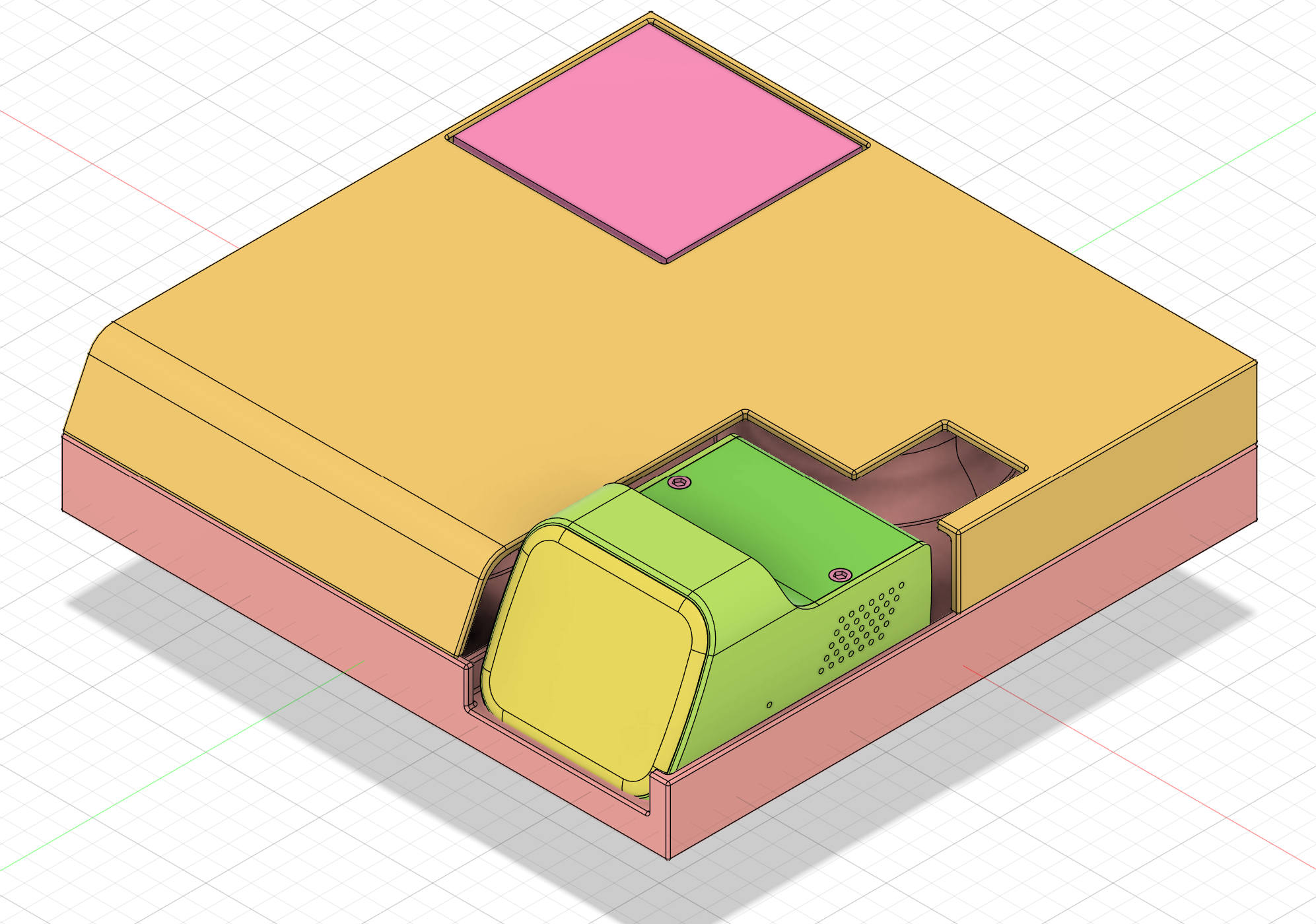 The design of a JetKVM mount with a lid in the CAD model